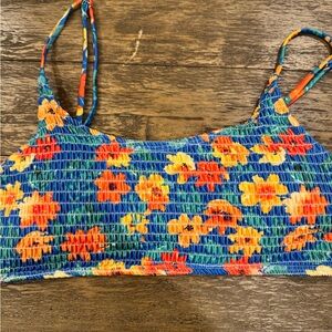 SHEIN Blue Floral Bikini Top